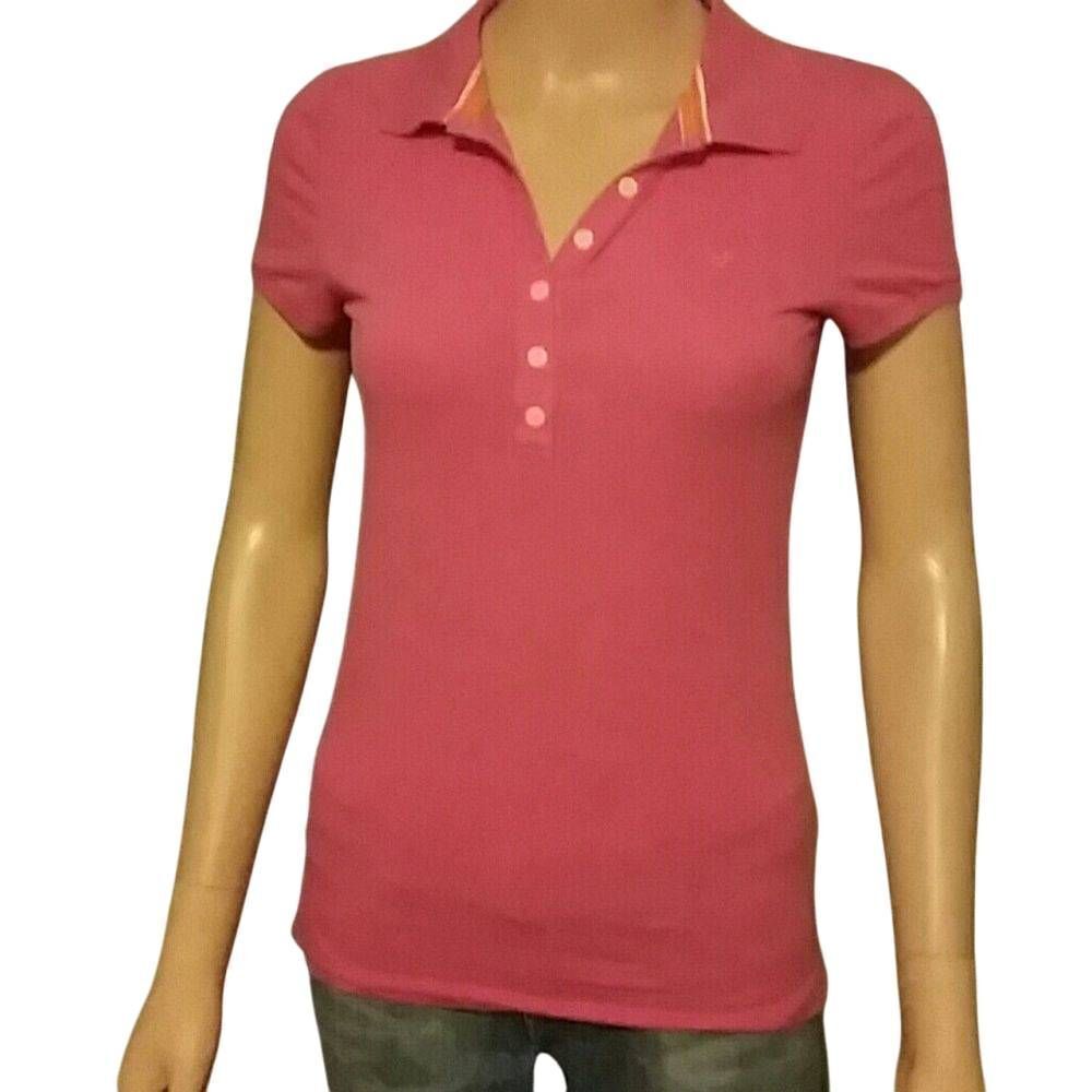 American Eagle pink polo top S